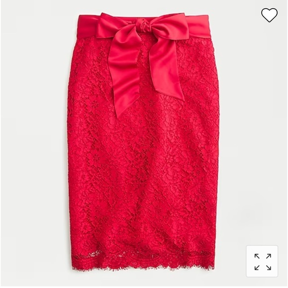 J. Crew Dresses & Skirts - NWT J. Crew Satin Bow lace red pencil skirt Sz 6 $118